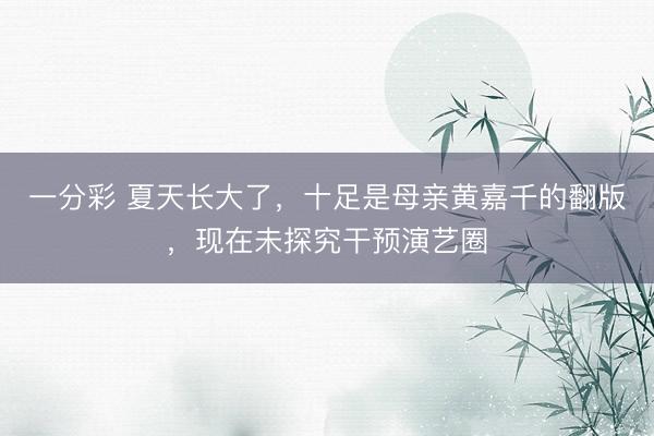 一分彩 夏天长大了,十足是母亲黄嘉千的翻版,现在未探究干预演艺圈