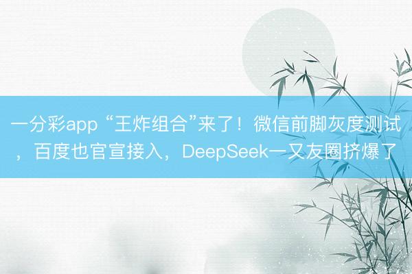 一分彩app “王炸组合”来了！微信前脚灰度测试，百度也官宣接入，DeepSeek一又友圈挤爆了