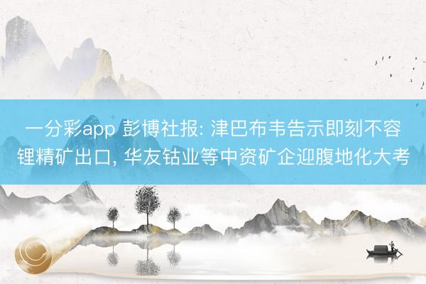 一分彩app 彭博社报: 津巴布韦告示即刻不容锂精矿出口， 华友钴业等中资矿企迎腹地化大考